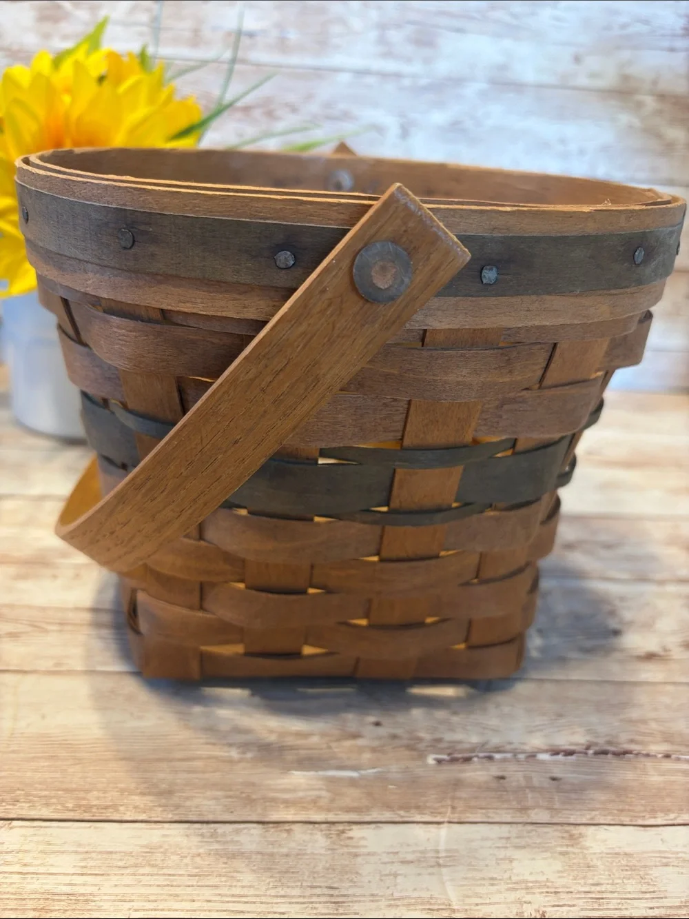 Longaberger 1988 Brown and Dark Brown Woven Poinsettia Basket